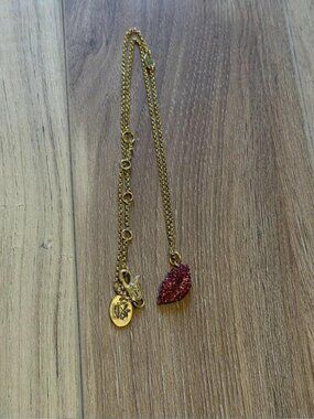 Juicy Couture Pavé Crystal Red Lips Necklace